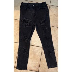 SHEIN Black Distressed Boot Cut Jeans size 0XL 13 NWOT